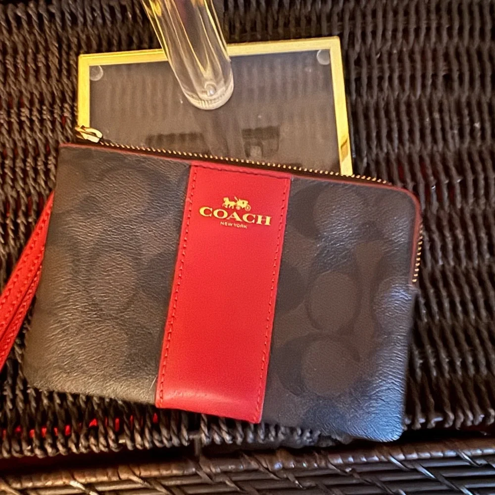 Coach Brown and Red Wristlet - Picture 3 of 4